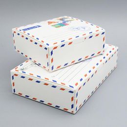 Envelope Design Cake Boxes Maccaron Baking Package Kraft Paper Candy Cookies Gift Box for Wedding Birthday Party 100