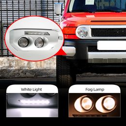 1 Pair Car LED DRL Daytime running light for Toyota Fj Cruiser 2007 2008 2009 2010 2011 2012 2013 2014 fog lamp frame Fog light