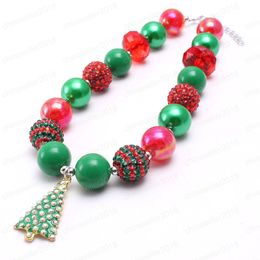Chunky beads necklace christmas tree pendants diy girls kids jewelry bubblegum necklace fashion birthday party gift