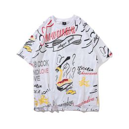 Fashion Designer Men's T-Shirts Street wear Graffiti Print Men Short Sleeve T Shirts Hip Hop Men Clothes