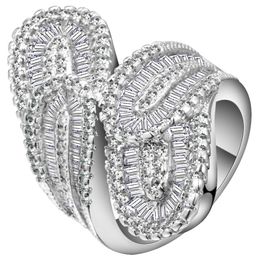 Big Sparkling 925 Sterling Silver ring Luxury Leaf Pave Birthstone Simulated Diamond rings Cocktail Wedding Rings For Women gift size 5-10