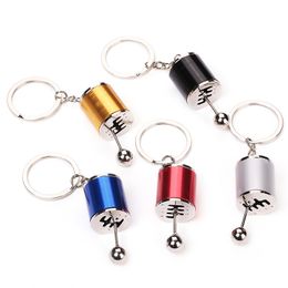 Creative Auto Part Model Gear Box Shifter Keychain Key Chain Ring Race Car Stalls Head Keychains Six-Speed Manual Shift Gear