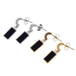 New Arrival Popular Gold Colour Stainless Steel Rectangle Pendant Stud Earrings For Women Fashion Ear Jewellery