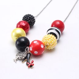 cute baby girls chunky bubblegum necklace with cartoon pendant handmade beads necklace chain Jewellery for kids gift