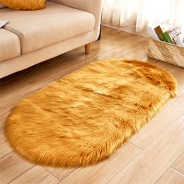 nordic imitation wool rug bedroom bedside blanket 100180cm living room coffee table decorative blanket oval long plush carpet
