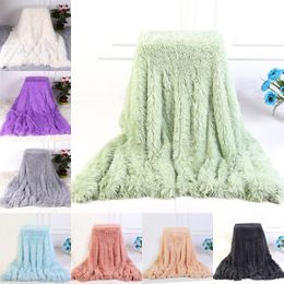 PV Fleece Blanket Double-layer Fluffy Throw Blanket Bed Sofa Super Soft Fuzzy Fur Faux Portable Blanket