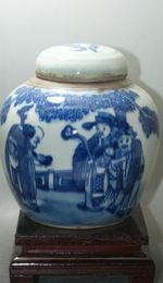 Fine Old Blue and white China painted Porcelain jars classic ceramic home decor decoration