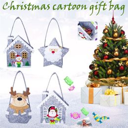 Christmas Fleece Tote Bag Christmas Mini Storage Bag Candy Cloth Bag Elk Snowman Santa Claus Kid Gift Handbag Decoration