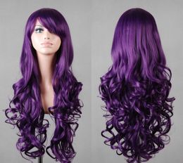 WIG ZCD HOT Free >>>Stylish long Dark Purple Curly healthy hair lady's wig