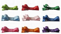mini hair accessories bows clips layered polka dot ribbon covered Double Single Prong Duckbill Alligator Hairpins Baby headwear FJ3226