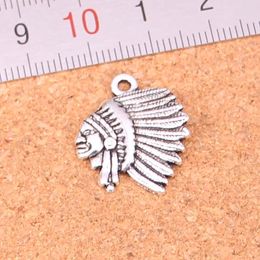 88pcs Charms indian chief head Antique Silver Plated Pendants Making DIY Handmade Tibetan Silver Jewellery 21*18mm