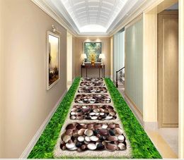 Green grass cobblestone garden corridor3D Flooring PVC Waterproof Floor Painting Mural Custom Photo 3D Wall Murals Wallpaper