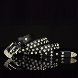 Female woman cute lovely slim black leather belt with diamonds rhinestone crystals fashion luxury designer sparkling