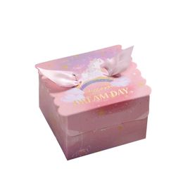 Wedding Favor Gift Box Paper Foldable European Style Square Candy Box Wed Birthday Gifts Packaging Chocolate Pack Small