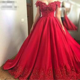 New Custom Red Ball 2020 prom gowns Beaded Lace Long Party Gowns Dubai Dresses Plus Size Evening Gown Dresses off shoulder Robe De Soiree