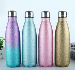 The latest 17OZ Water Bottles flash powder stainless steel cola coffee milk cup, Favourite of sports adults and children