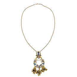 Gypsy Antique Gold Alloy with Crystal Beads Mirror Birdcage Pendant Necklace Women Indian Ethnic Jewellery