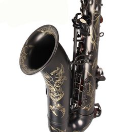 Unbranded Black Nickel Plated Alto Saxophone Hand Carved Brass Eb Tune Music Instruments E Flat Sax with Case and Mouthpiece Gloves