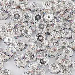 Wholesale - Free Ship 500pcs/lot Rainbow Rhinestone Rondelle Crystal Beads Charm Loose Spacer Beads For Jewellery Making Accessories 8mm