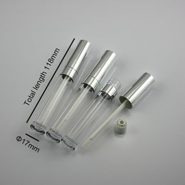 250pcs/lot LG093 shiny silver cap AS lipgloss tube 6ml lip gloss cosmetic packaging round bottle