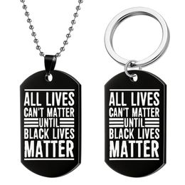 Stainless Steel Keyrings Bag Charm Black Lives Matter Women Pendant Necklaces Keychain Ring Accessories Men Fashion BLM Car Key Chain Holder