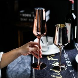 Creative cup Nordic simple gold glass goblet restaurant Colour red wine glass champagne glasses cup electroplating lead-free glass