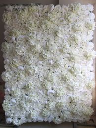 Artificial silk rose peony hydrangea 3D flower wall wedding backdrop decoration flowe runner wedding Ivory 10pcs/lot TONGFENG