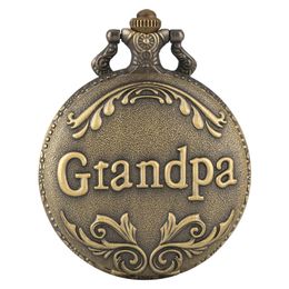 Vintage Retro Antique Clock Grandpa Pattern Men Analog Quartz Pocket Watch with Necklace Chain Arabic Number Birthday Festival Days Gift