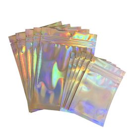 Laser Colour Aluminium Foil Self Adhesive Retail Bag Candy Cookies Mylar Foil Packing Pouch for Grocery Crafts Packaging