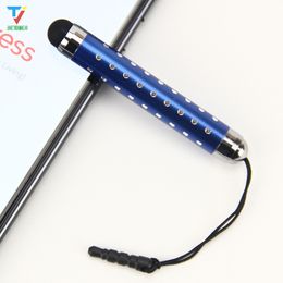 Wholesale - capacitive stylus Retractable touch pen for iphone 7 6 5 Galaxy with diamond 200pcs/lot