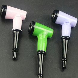 Newest Colorful Pyrex Glass Smoking Pipes Bong Tube Walking Stick Crutch Shape Handpipe Handmade Innovative Design High Quality