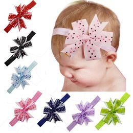 Vendita calda Baby Bows Dot Print fasce per capelli Nastro in grosgrain Bambini Bambini Bowknot Fascia per capelli Accessori per capelli per ragazze