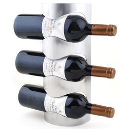 European Style SS Wall Hanging Wine Rack Bar Fashion Creative Wine Bottle Frame Thickened Wall Wine Bottle Holder 3 Bottles Holding Tools