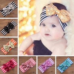 Sequins Bow Hairband Striped Toddler Headband Baby Girls Headbands Big Bow Turban Kids Hair Accessories 11 Designs Free Shipping DHW2145