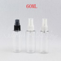 60ML Transparent Flat Shoulder Plastic Bottle , 60CC Toner / Water Protable Travel Packaging Bottle , Empty Cosmetic Container