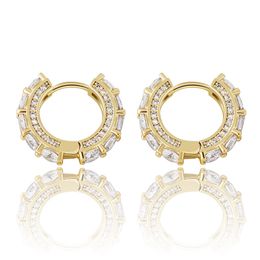 Hot Sale Bohemian 18K Real Gold Plated Micro Zirconia Stone Stud Small Huggie Earrings for Women