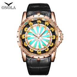 cwp ONOLA fashion luxury watch classic brand rose gold quartz wristwatch leather waterproof cool style Colour man288y