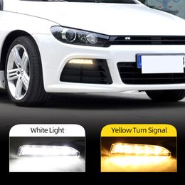 2Pcs DRL Daytime Running Light For VW Volkswagen Scirocco R Line 2010 2011 2012 2013 2014 Left Right White DRL and Yellow Signal Light