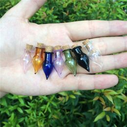 70pcs Mini Glass Colour Bottles Pendants Key Chains Lobster Clasp Pepper Bottles Corks Glass Arts Jars Mix Colours