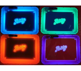 DHL LED Lights Rolling Tray Rechargeable Glowing Lighted Herb Tobacco Plate Yellow Purple Runtz Packaging Paper Box Rolling 420