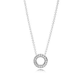 New 100% 925 Sterling Silver Round Heart-shaped Romantic With Clear CZ Simple Necklace For Women Original Fashion Jewellery Gift twenty-three