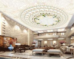 Home Improvement Wallpaper Crystal White Pearls and Delicate Flowers Simple and Clear Interior Ceiling Wallpaper