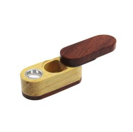 Latest Natural Wooden Multifunctional Herb Tobacco Storage Stash Case Portable Spin-fold Mini Smoking Philtre Mouthpiece Handpipe DHL Free