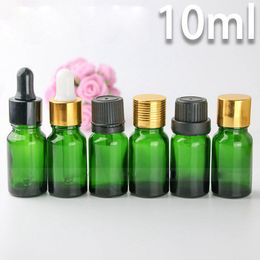 Green Cosmetic Essential Oil Dropper Bottles 10ml Glass Packaging Container for Aromatherapy