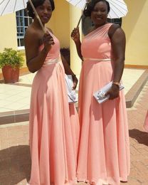 New South African Black Girls A Line Bridesmaid Dresses One Shoulder Chiffon Maid Of Honour Dress Wedding Guest Dress Plus Sizes 89