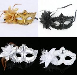 Fashion Women Sexy mask Hallowmas Venetian eye mask masquerade masks with flower feather