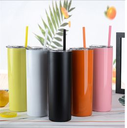 20oz Skinny Tumbler Stainless Steel Vacuum Insulated Straight Cup Slim Bear Coffee Water Mugs Ocean Shipping