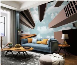 Custom wallpapers Modern minimalist city architecture sky cloud background wall painting 3d stereoscopic wallpaper