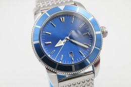 Limited Edition Breilt Automatic Watch AB2010161 Men's Blue Dial Ceramic Bezel Stainless Steel Mesh Strap Superocean Watches Free Shipping
