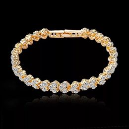 Fashion Jewelry Exquisite Luxurious Crystal Bracelets Full Rhinestone Heart Shape Women Charm Bracelet 3 Colors Zircon Chain Wholesale